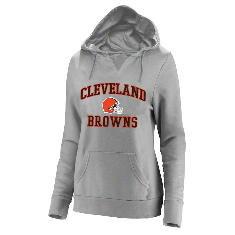 Women's Fanatics Heather Gray Cleveland Browns Plus Heart & Soul V-Neck Hoodie