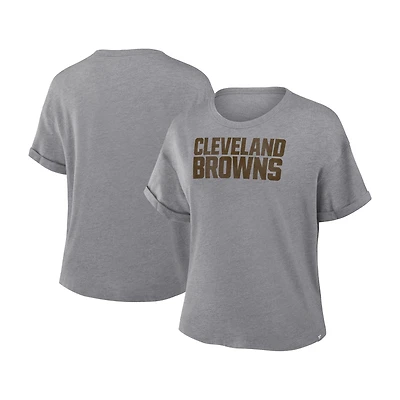T-shirt boxy tri-blend gris chiné Fanatics pour femme, motif Swing Pass des Cleveland Browns