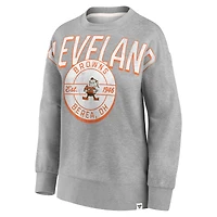 Women's Fanatics Heathered Gray Cleveland Browns Jump Distribution - Pullover Sweatshirt