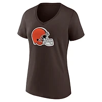 Women's Fanatics Nick Chubb Brown Cleveland Browns Player Icon Name & Number V-Neck T-Shirt