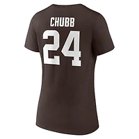 Women's Fanatics Nick Chubb Brown Cleveland Browns Player Icon Name & Number V-Neck T-Shirt