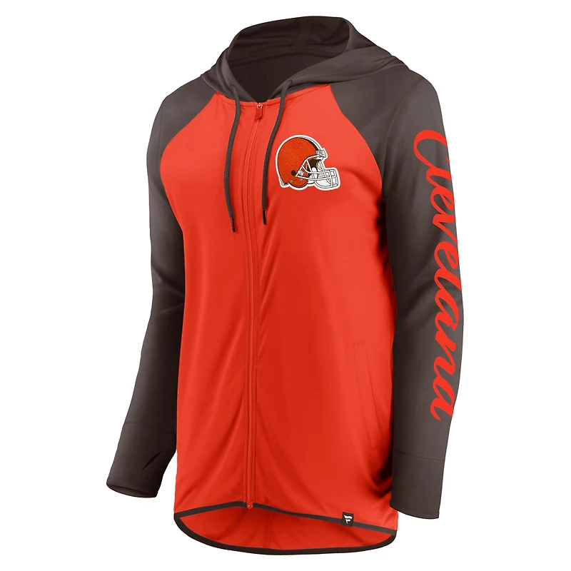 Sweat à capuche zippé orange/marron pour femme Fanatics Cleveland Browns