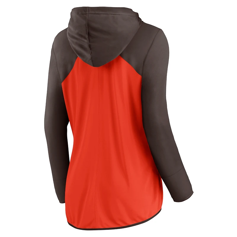 Women's Fanatics Orange/Brown Cleveland Browns Script Full-Zip Hoodie
