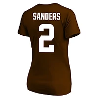 T-shirt à col en V pour femmes Fanatics Shedeur Sanders Brown Cleveland Browns, grandes tailles, nom et numéro