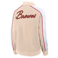 Veste universitaire à bouton-pression complète Fanatics Tan Cleveland Browns Lounge pour femmes