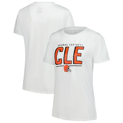 T-shirt blanc fanatique pour femme des Cleveland Browns pom-pom girls