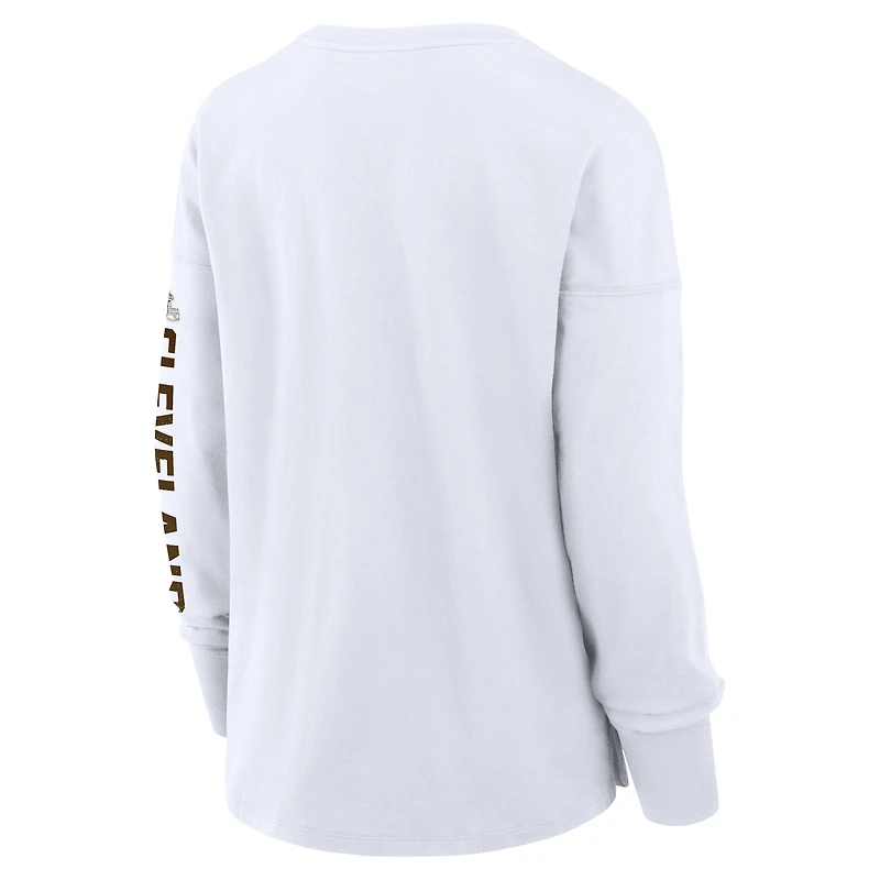 Women's Fanatics White Cleveland Browns Hometown Legacy Long Sleeve T-Shirt