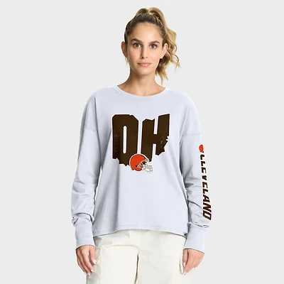 T-shirt à manches longues Fanatics pour femme, blanc, héritage de Cleveland Browns