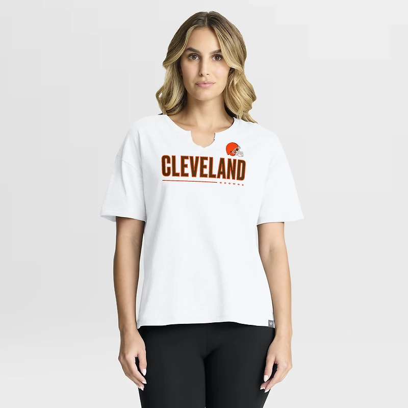 Women's Fanatics White Cleveland Browns Redzone Slub Boxy T-Shirt