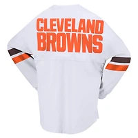 T-shirt à manches longues lacets et col en V jersey Fanatics Cleveland Browns Spirit pour femmes blanc