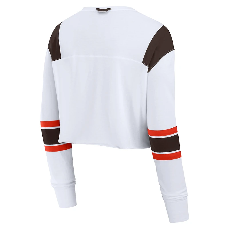 T-shirt à manches longues extensible et court pour femme Fanatics des Cleveland Browns