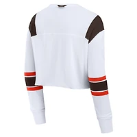 T-shirt à manches longues extensible et court pour femme Fanatics des Cleveland Browns