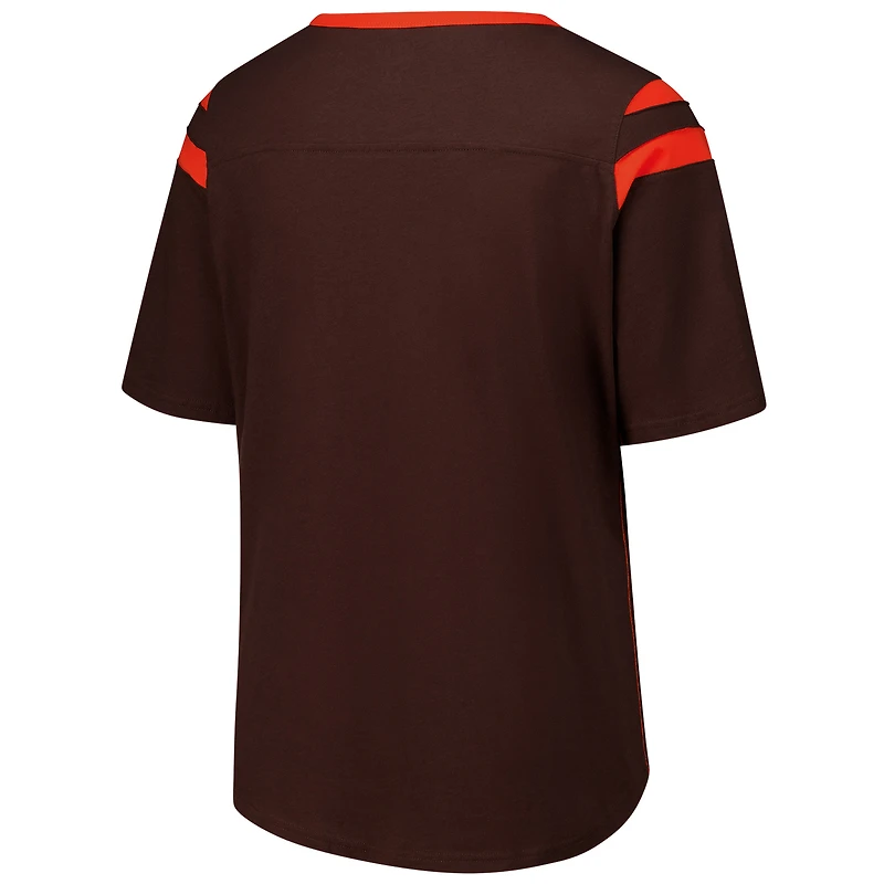 Women's G-III 4Her by Carl Banks Brown Cleveland Browns Plus Linebacker T-Shirt