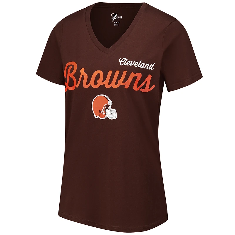 T-shirt à col en V d'après-saison G-III 4Her de Carl Banks Brown pour femme des Cleveland Browns