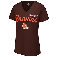 T-shirt à col en V d'après-saison G-III 4Her de Carl Banks Brown pour femme des Cleveland Browns