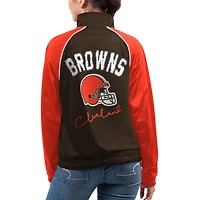 Veste de survêtement entièrement zippée G-III 4Her par Carl Banks Brown Cleveland Browns Showup Fashion Dolman pour femmes