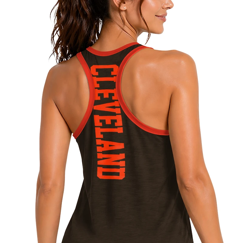 Women's G-III 4Her by Carl Banks Brown Cleveland Browns Tater II Racerback Tank Top