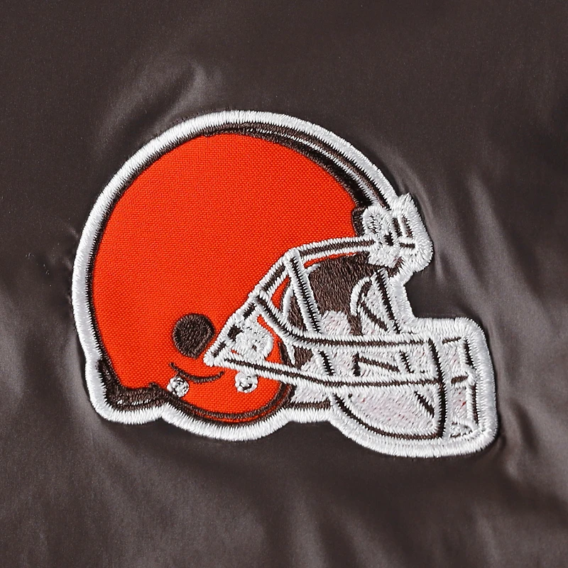 Women's G-III 4Her by Carl Banks Oatmeal/Brown Cleveland Browns Switchback Reversible Full-Zip Jacket