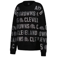 Sweat-shirt surdimensionné noir à texte strass Gameday Couture des Cleveland Browns pour femme
