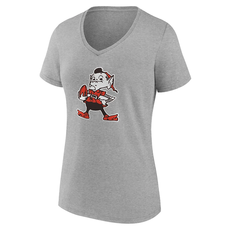 Women's Gray Cleveland Browns Team Authentic Classic Personalized Name & Number V-Neck T-Shirt