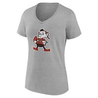 Women's Gray Cleveland Browns Team Authentic Classic Personalized Name & Number V-Neck T-Shirt