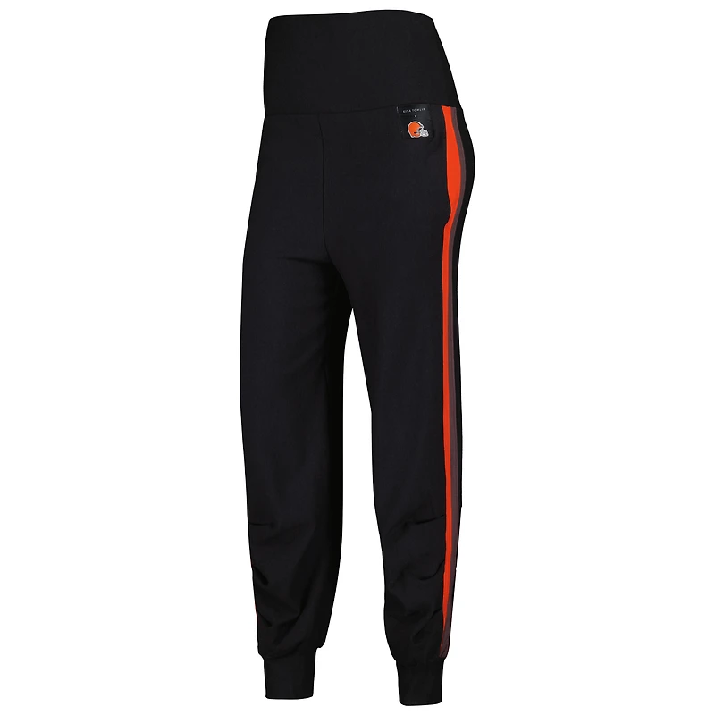 Women's KIYA TOMLIN Black Cleveland Browns Stripe Tri-Blend Joggers