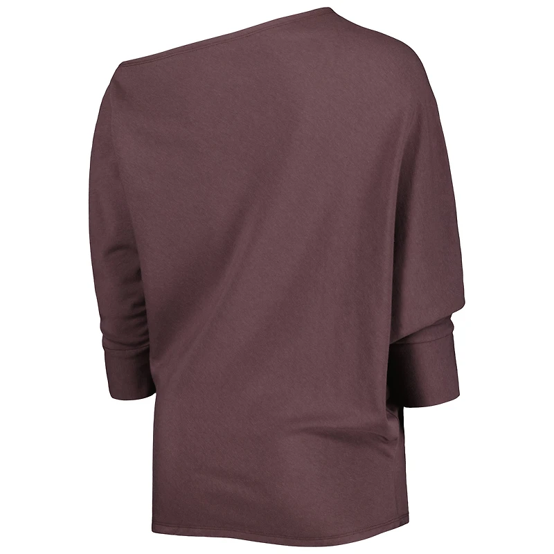 Sweat-shirt KIYA TOMLIN marron Cleveland Browns pour femme à manches dolman 3/4 torsadées et asymétriques