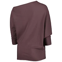 Sweat-shirt KIYA TOMLIN marron Cleveland Browns pour femme à manches dolman 3/4 torsadées et asymétriques