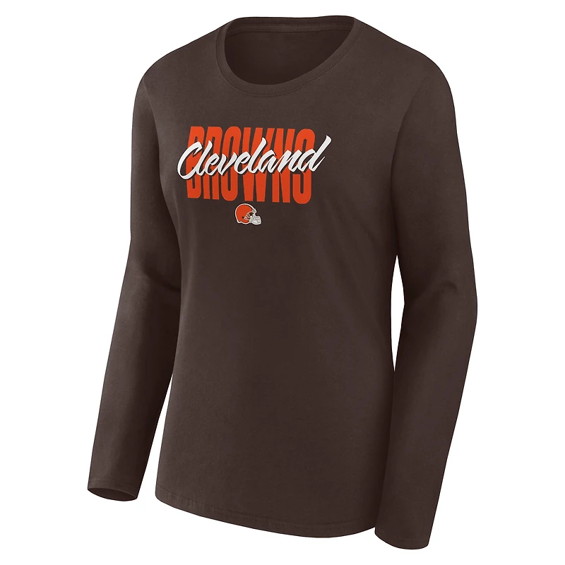 Women's Logo Athletic Brown Cleveland Browns Grip Long Sleeve T-Shirt