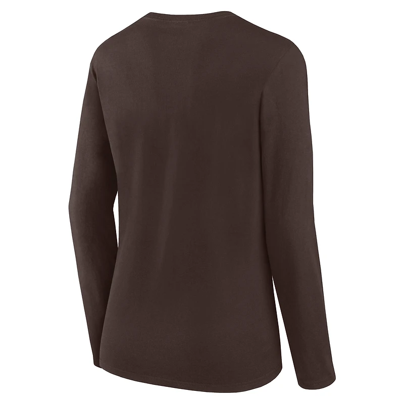 T-shirt à manches longues pour femme avec logo Athletic Brown des Cleveland Browns