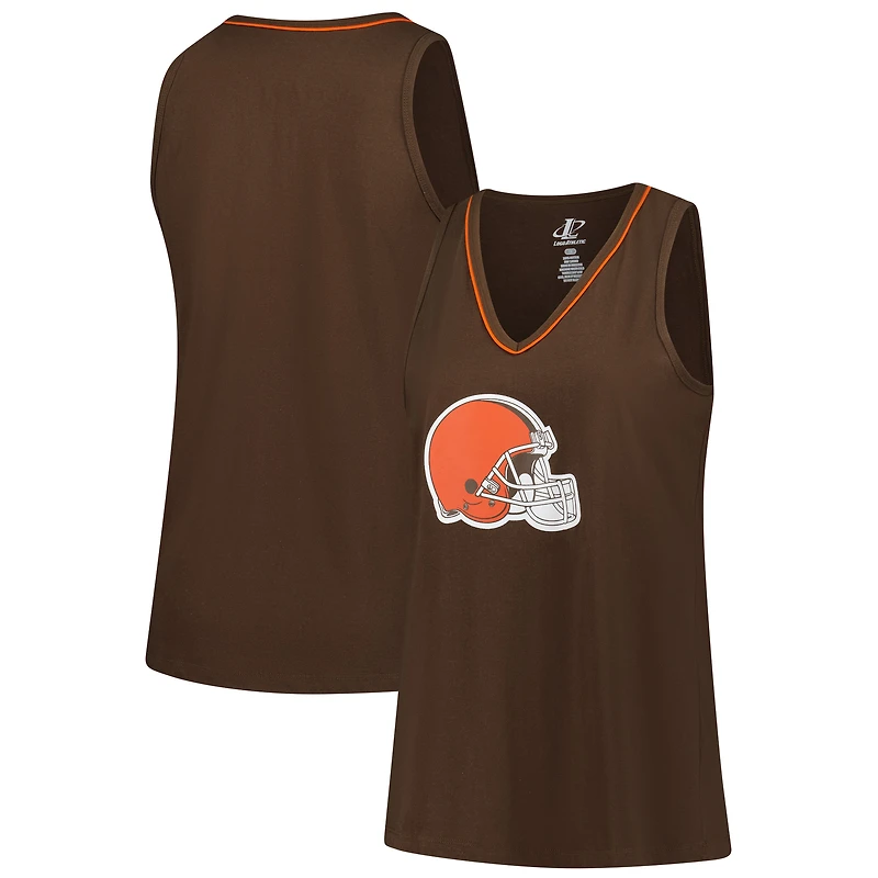 Women's Logo Athletic Brown Cleveland Browns Plus Stellar Win V-Neck Tank Top