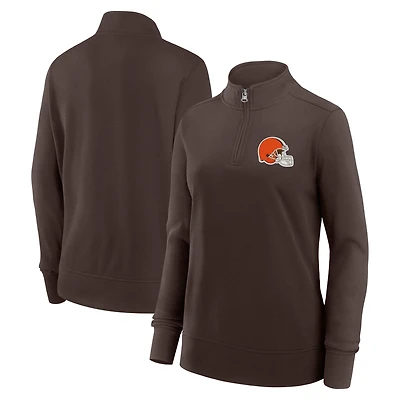 Veste à logo athlétique marron Cleveland Browns Velocity fermeture éclair quart de tour pour femme