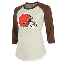 Women's Majestic Threads Deshaun Watson Cream Cleveland Browns Player Name & Number Tri-Blend Three-Quarter Sleeve T-Shirt