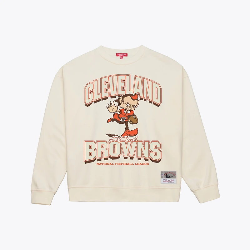 Women's  Mitchell & Ness Cream Cleveland Browns Tonal Arch Sweatshirt