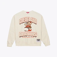 Women's  Mitchell & Ness Cream Cleveland Browns Tonal Arch Sweatshirt