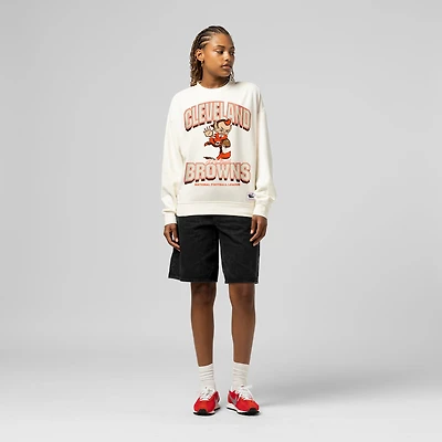 Women's  Mitchell & Ness Cream Cleveland Browns Tonal Arch Sweatshirt