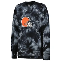 Women's MSX by Michael Strahan Black Cleveland Browns Bailey Tie-Dye Tri-Blend Pullover Sweatshirt