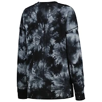 Women's MSX by Michael Strahan Black Cleveland Browns Bailey Tie-Dye Tri-Blend Pullover Sweatshirt