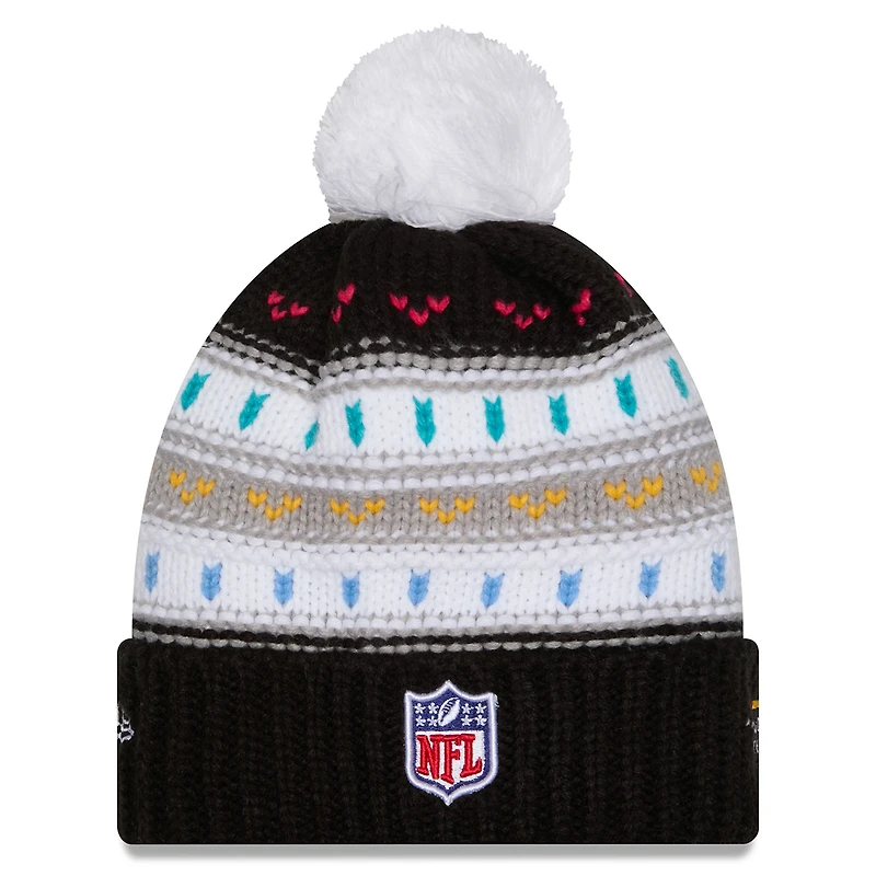 Women's New Era Black Cleveland Browns 2025 NFL Crucial Catch Cuffed Knit Hat with Pom