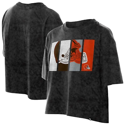 T-shirt court boxy sport noir délavé minéral Cleveland Browns New Era pour femme