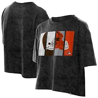 T-shirt court boxy sport noir délavé minéral Cleveland Browns New Era pour femme