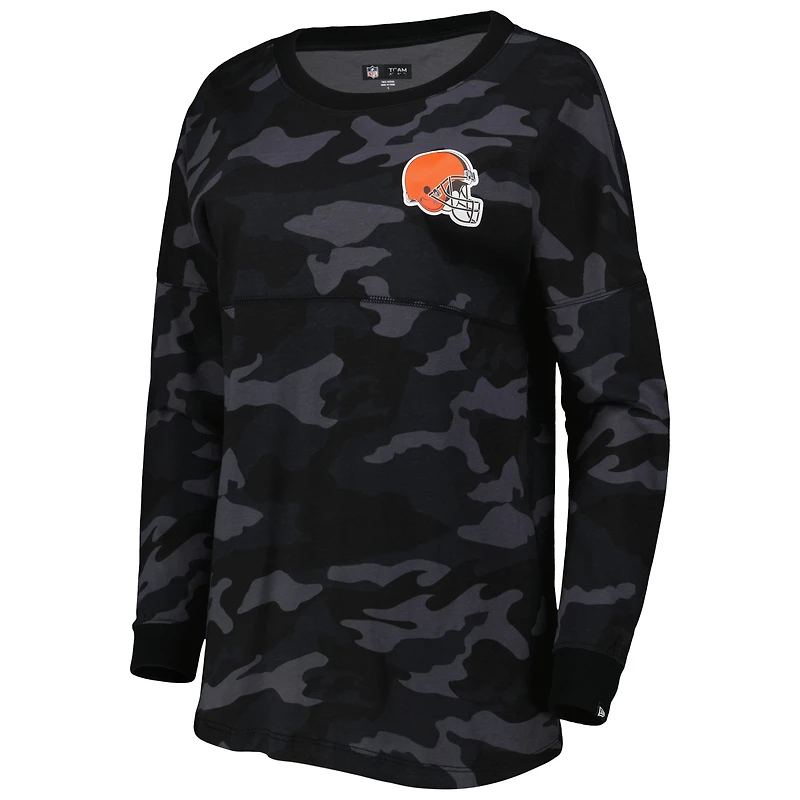 T-shirt à manches longues camouflage Cleveland Browns New Era pour femme