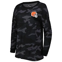 T-shirt à manches longues camouflage Cleveland Browns New Era pour femme