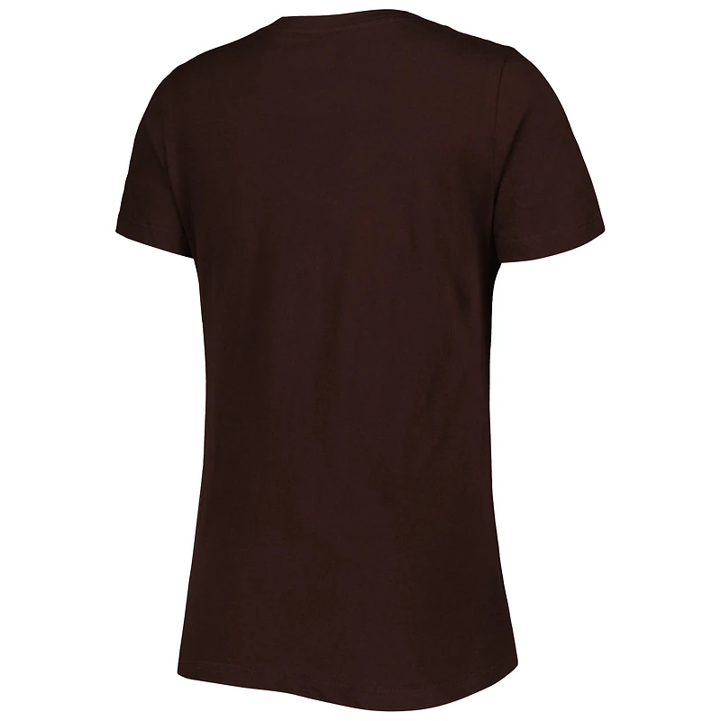 T-shirt à encolure en V pour femme Cleveland Browns Ink Dye Sideline marron New Era