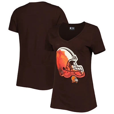 Women's New Era Brown Cleveland Browns Ink Dye Sideline V-Neck T-Shirt