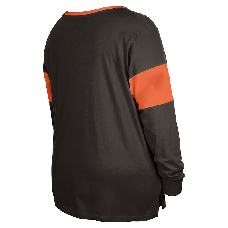 V107988 Browns OTC 24 T-shirt à lacets PLUS LS pour femmes avec inserts de manches TEELADYLS 60563105 #5