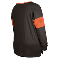V107988 Browns OTC 24 T-shirt à lacets PLUS LS pour femmes avec inserts de manches TEELADYLS 60563105 #5