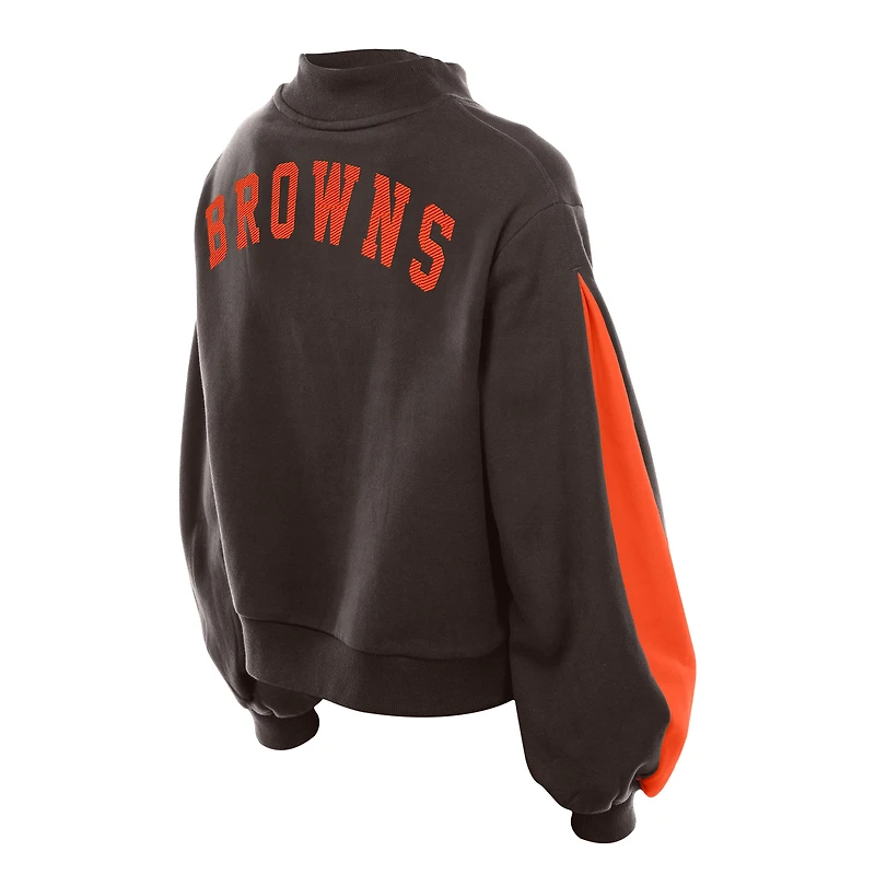 Sweat-shirt à manches ballon et col montant pour femme New Era des Cleveland Browns Sport Night
