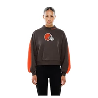 Women's New Era Brown Cleveland Browns Sport Night Mock Neck Balloon Sleeve Pullover Sweatshirt