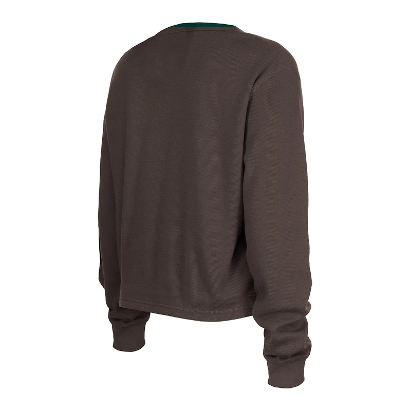 T-shirt court thermique à manches longues pour femme New Era Cleveland Browns Sport Night marron